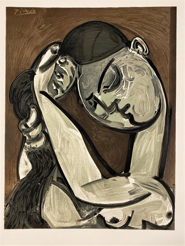 Lithograph Picasso - Femme se coiffant 1955