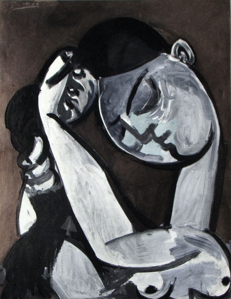 Pochoir Picasso - Femme se coiffant, 1955