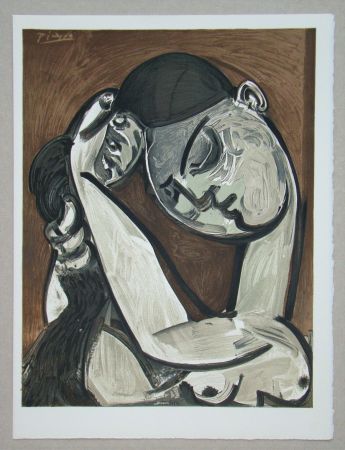 Lithograph Picasso - Femme se coiffant, 1955
