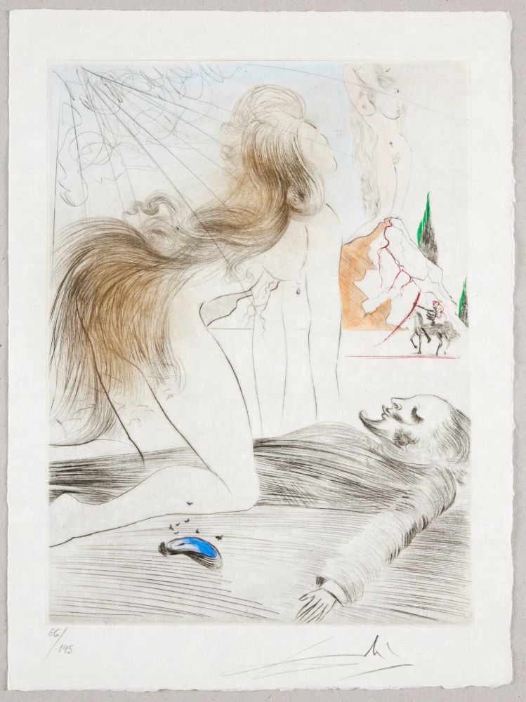 Engraving Dali - Femme à genoux, Kneeling Woman