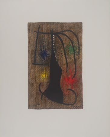 Lithograph Miró - Femme à l'arc en ciel
