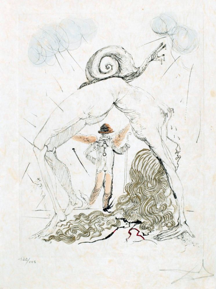 Engraving Dali - Femme à l'escargot