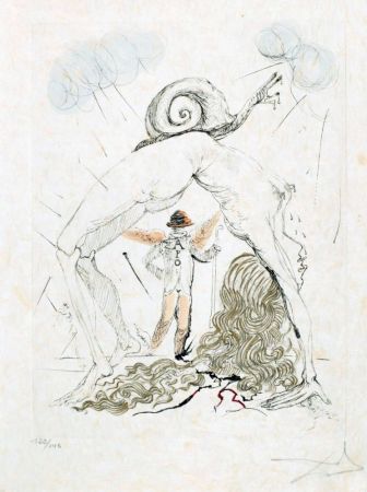 Engraving Dali - Femme à l'escargot