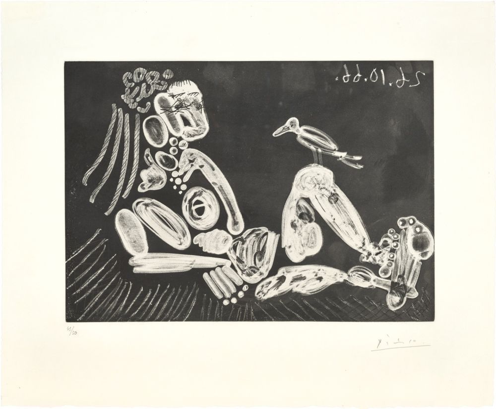 Etching And Aquatint Picasso - Femme à l'oiseau