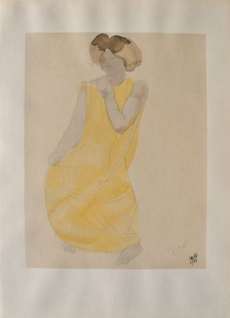 Etching Rodin - Femme à robe jaune