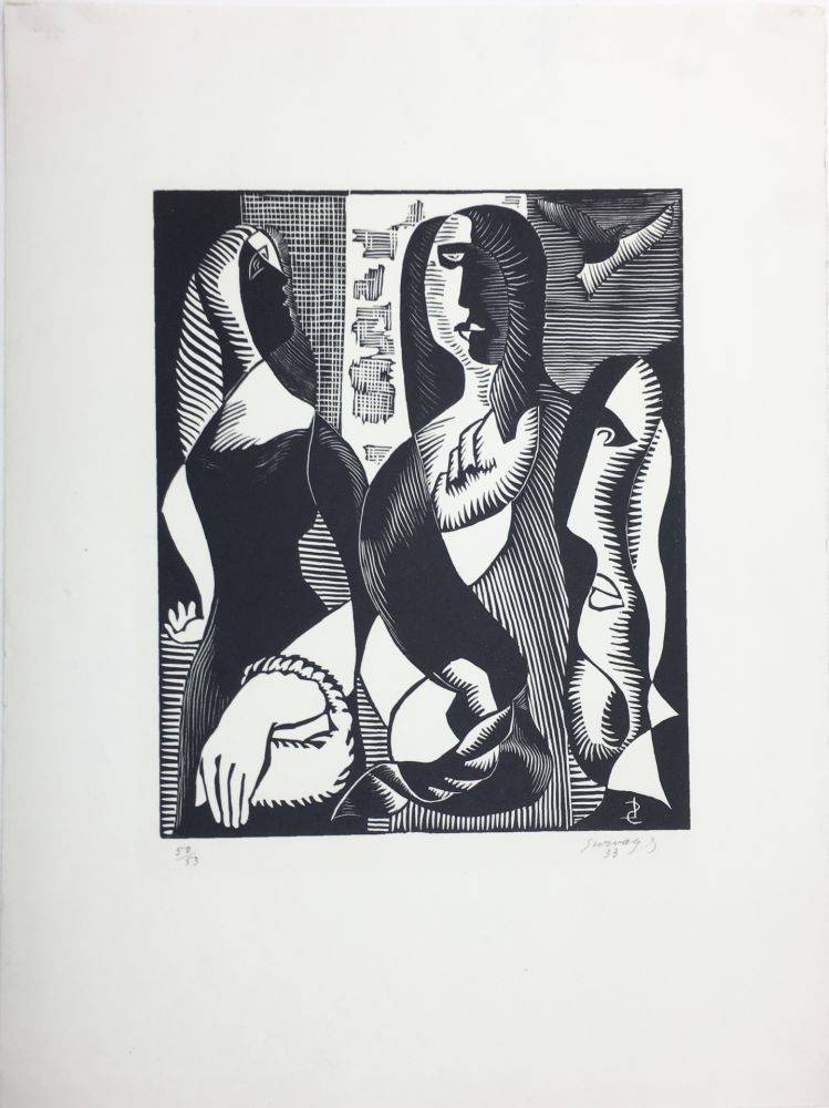 Woodcut Survage - Femmes Cubistes (Paris, 1933)