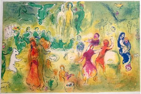 Lithograph Chagall - FESTIN NUPTIAL DANS LA GROTTE DES NYMPHES (Daphnis & Chloe - 1961)
