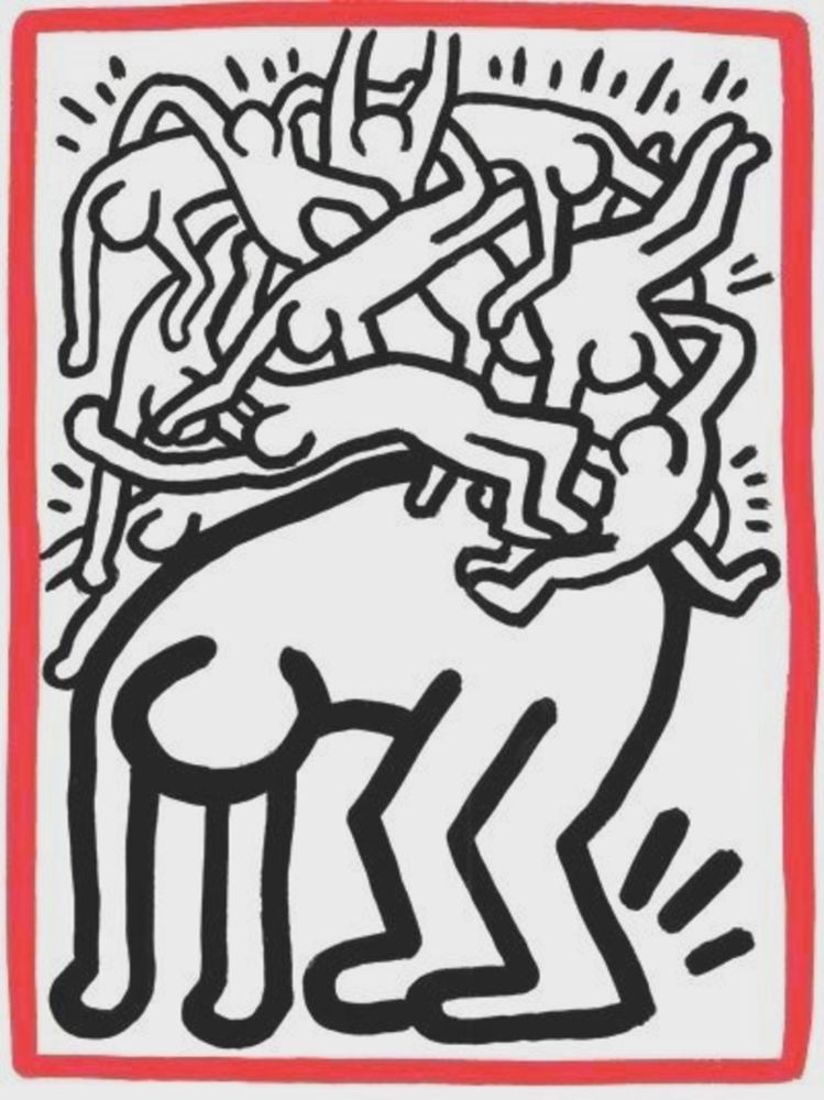 Lithograph Haring - Fight Aids Worldwide