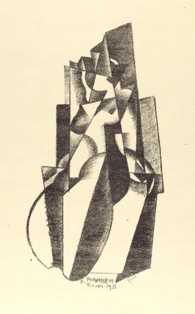 Lithograph Prampolini - Figur in Bewegung 
