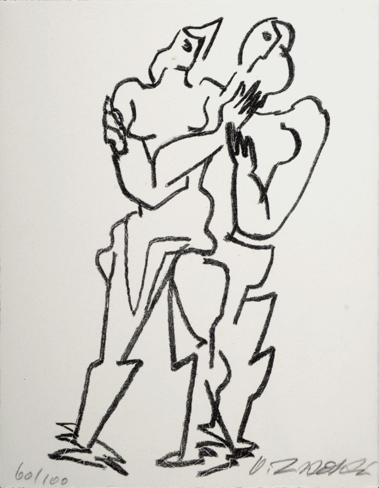 Lithograph Zadkine - Figures, 1967 - Hand-signed!