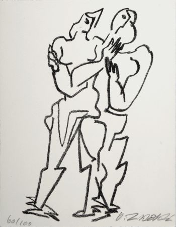 Lithograph Zadkine - Figures, 1967 - Hand-signed!