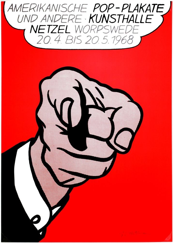 Screenprint Lichtenstein - Finger pointing (Hey You!)