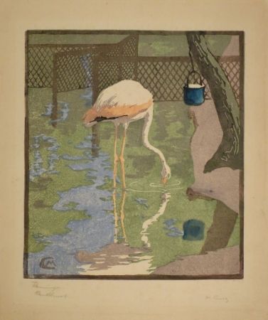 Woodcut Cunz - Flamingo