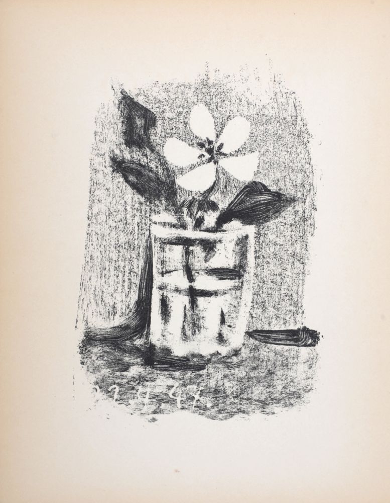 Lithograph Picasso - Fleurs dans un verre, 1947