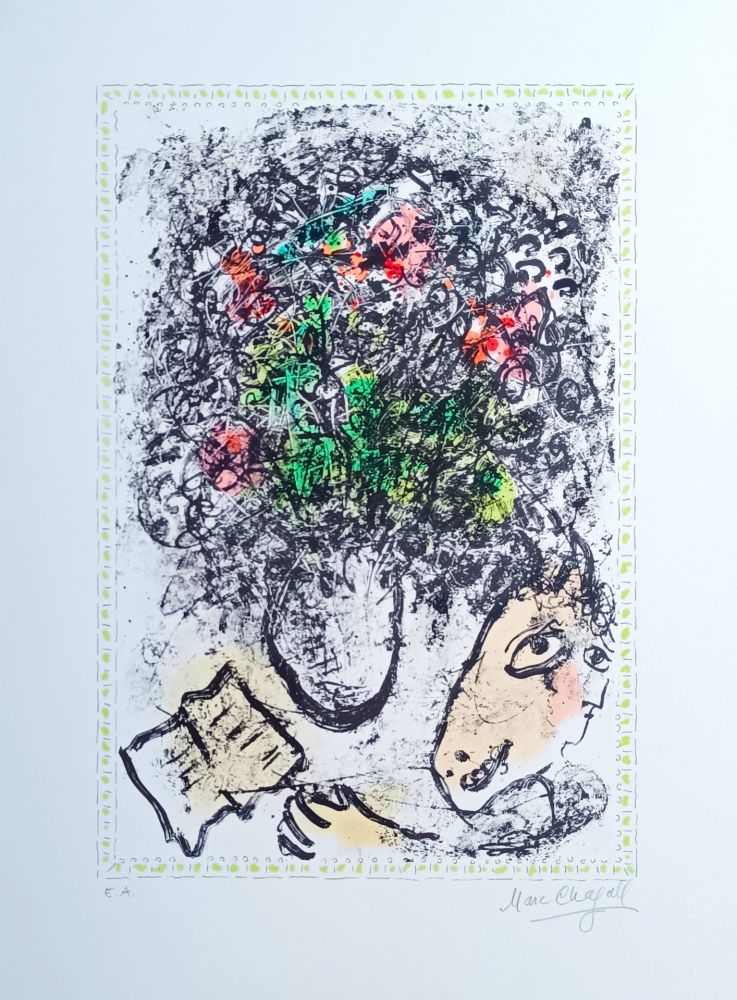 Lithograph Chagall - Fleurs d'art