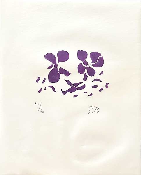 Woodcut Braque - Fleurs violettes