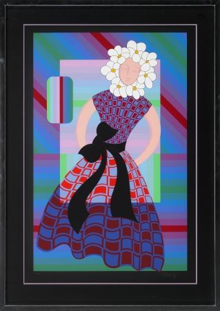 Screenprint Vasarely - Flower Girl