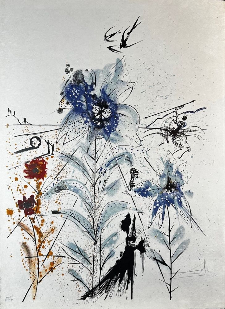 Lithograph Dali - Flower Magician