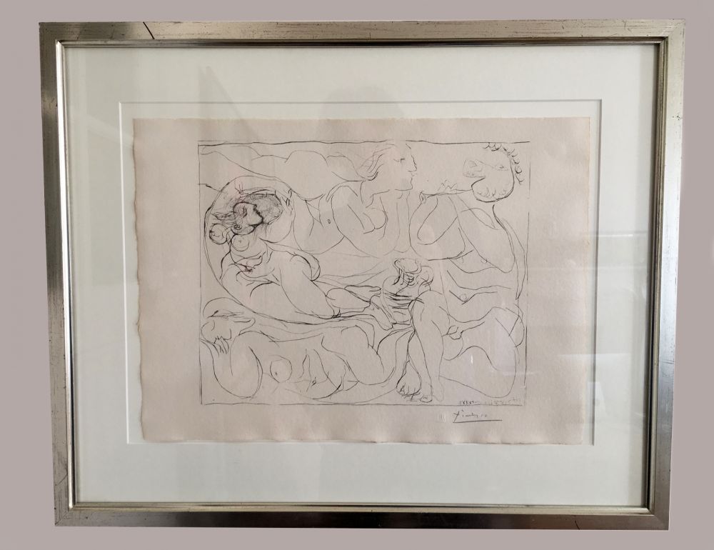 Lithograph Picasso - Flûtiste et trois Femmes nues' de la 'Suite Vollard', 1932