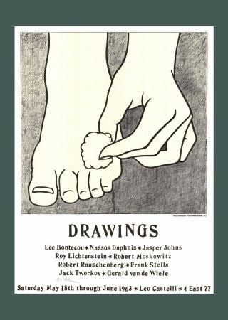 Lithograph Lichtenstein - 'Foot Medication (Leo Castelli Mailer)' 1963 Offset-lithograph (Hand-signed)