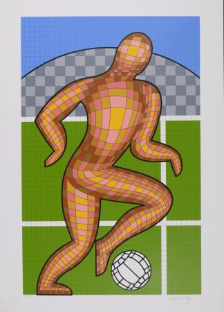 Screenprint Vasarely - Foot (Soccer player), 1997 - Hand-signed !