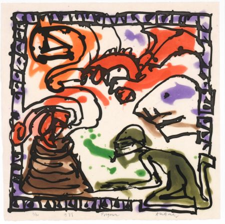 Etching And Aquatint Alechinsky - Forgeron