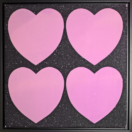 Screenprint Warhol - Four Hearts (Painting)