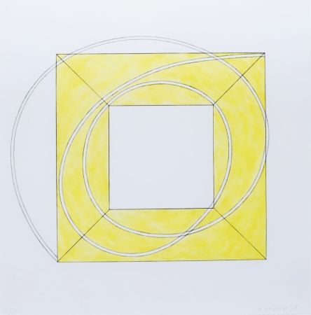 Etching And Aquatint Mangold - Framed Square with Open Center (B)