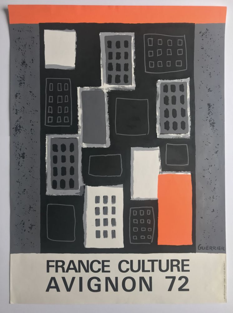 Lithograph Guerrier - France Culture / Avignon 72