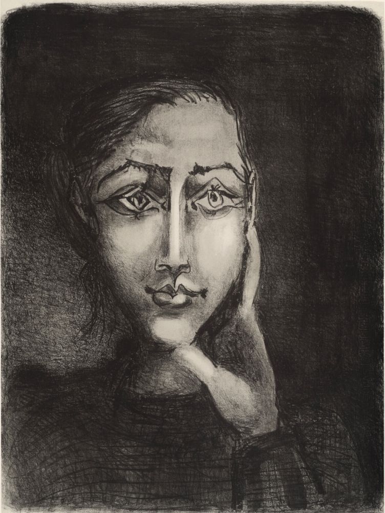 Lithograph Picasso - Françoise sur fond gris