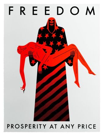 Screenprint Peterson - Freedom / Prosperity At Any Price (White)