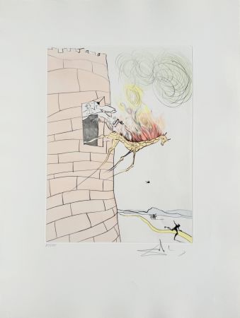 Engraving Dali - Freud with a Snail Head