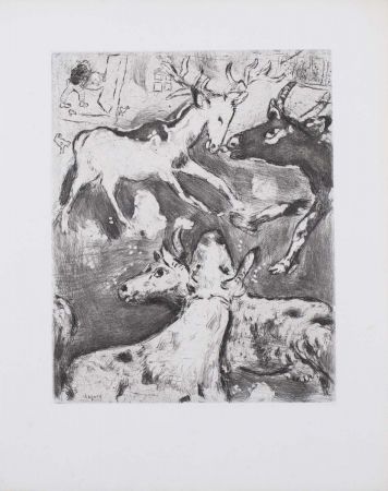 Etching And Aquatint Chagall - Fábula de La Fontaine