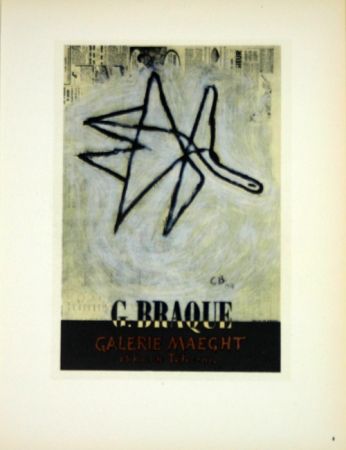 Lithograph Braque - G Braque  Galerie Maeght  1956