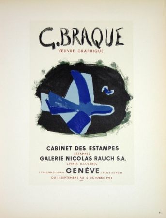 Lithograph Braque - G. Braque  Oeuvres Graphiques Nicolas Rauch  Genéve  1958