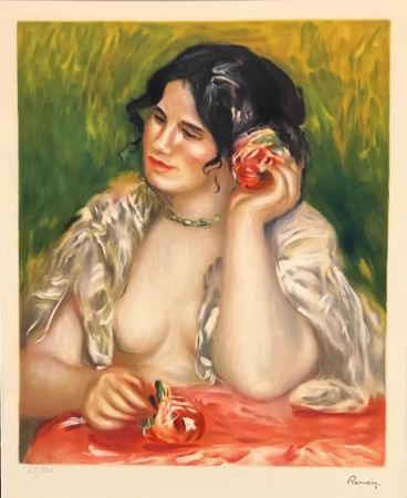 Lithograph Renoir - Gabrielle con una rosa