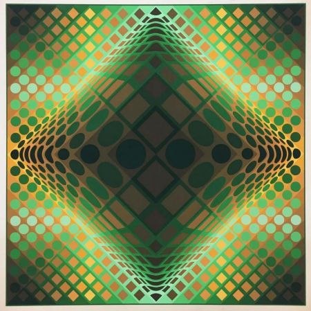 Screenprint Vasarely - Gaia II (Green), c.