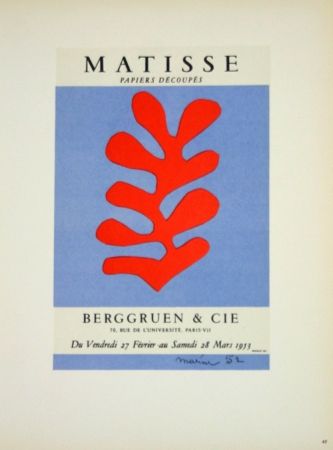 Lithograph Matisse - Galerie Berggruen 1953