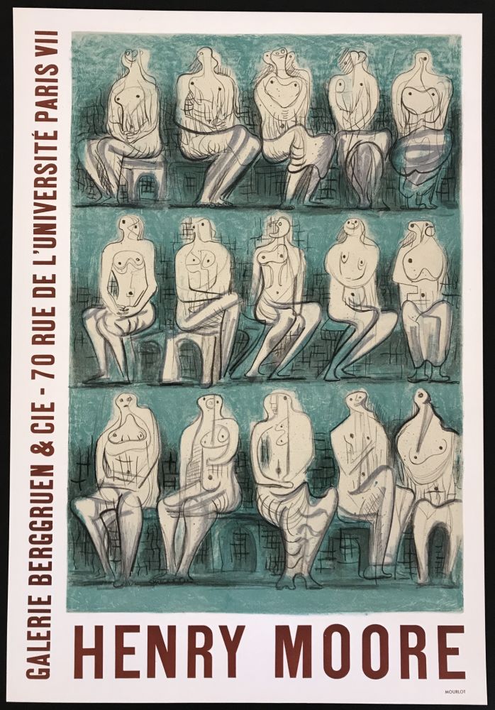 Lithograph Moore - Galerie Berggruen & Cie (Seated Figures)