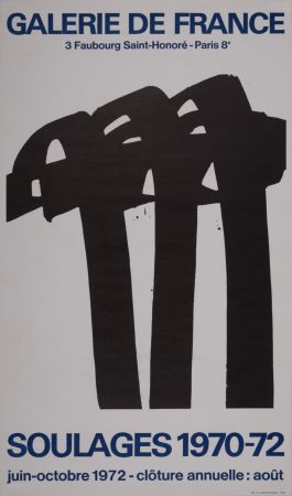 Lithograph Soulages - Galerie de France, 1972 - Scarce!