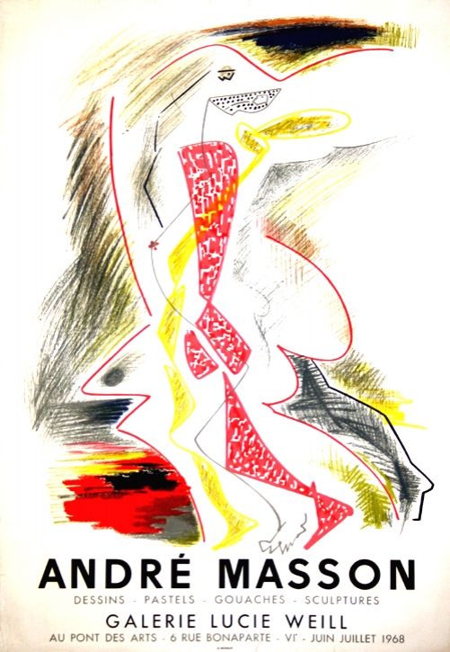 Lithograph Masson - Galerie Lucie Weill 1968