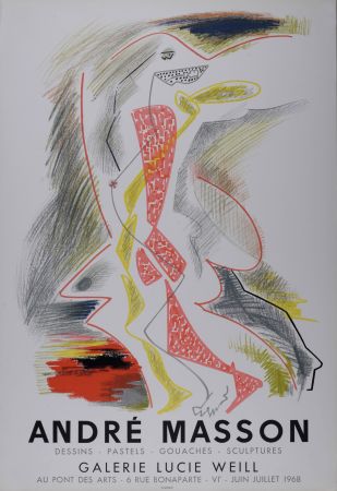 Lithograph Masson - Galerie Lucie Weill,  1968