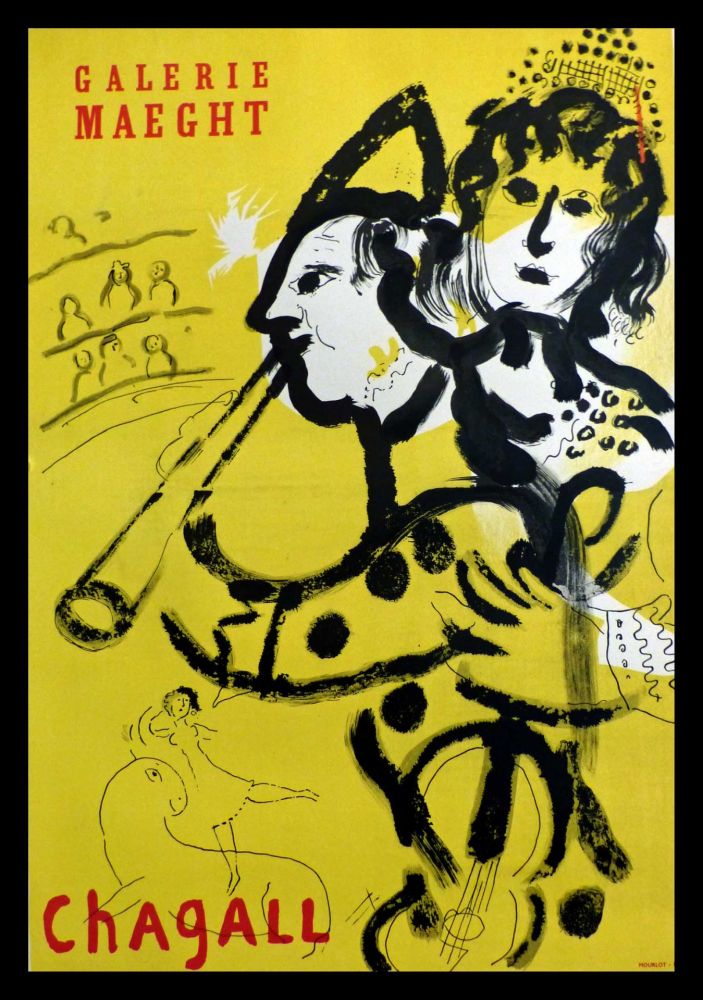 Poster Chagall - GALERIE MAEGHT LE CLOWN MUSICIEN 