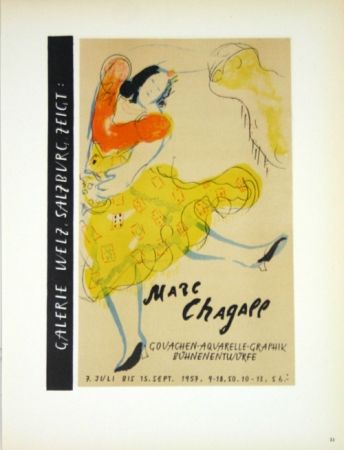 Lithograph Chagall - Galerie Welz Salzburg - Gouachen-Aquarelle-Graphik Bûhnenentwûrfe