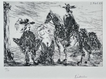 Engraving Picasso - Gentilhomme, femme honteuse et reître 