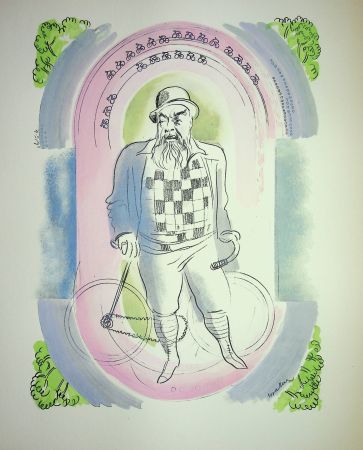 Lithograph Uzelac - Gentleman à Vélo