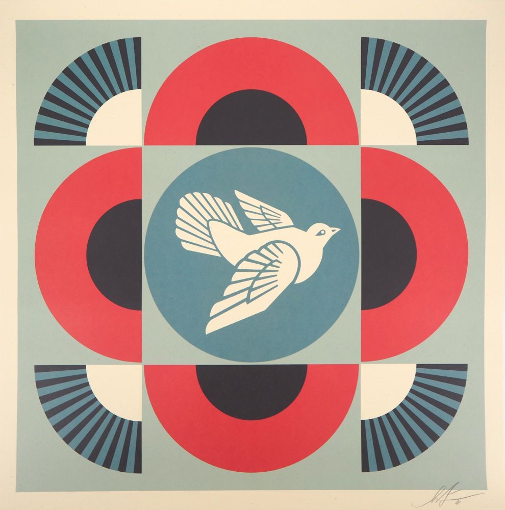 Screenprint Fairey - Geometric Dove - Red