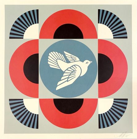 Lithograph Fairey - Geometric Dove (Red)