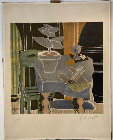 Lithograph Braque - Georges Braque (1882-1963) Nature morte à la palette, 1960. 