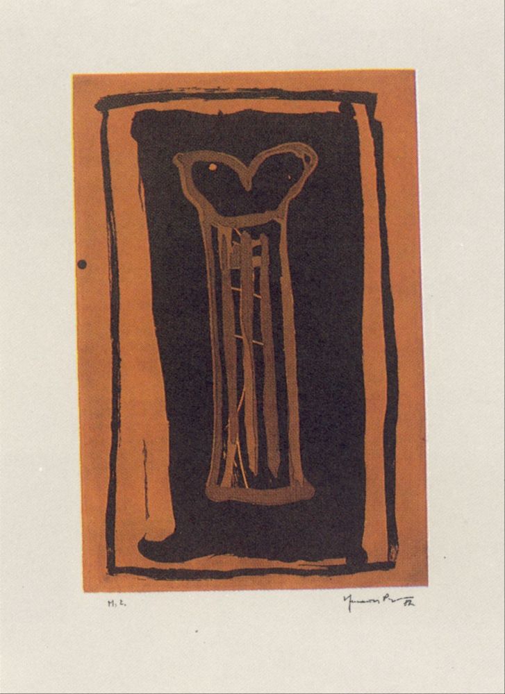 Aquatint Hernandez Pijuan - Gerro ocre
